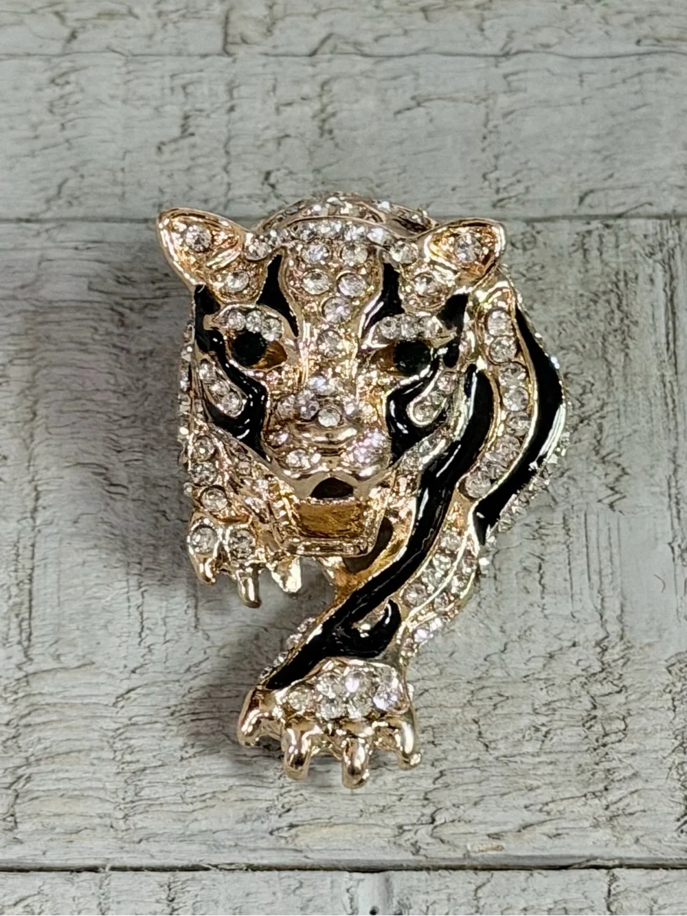 Wild Panther Brooch w/crystals & rhinestones